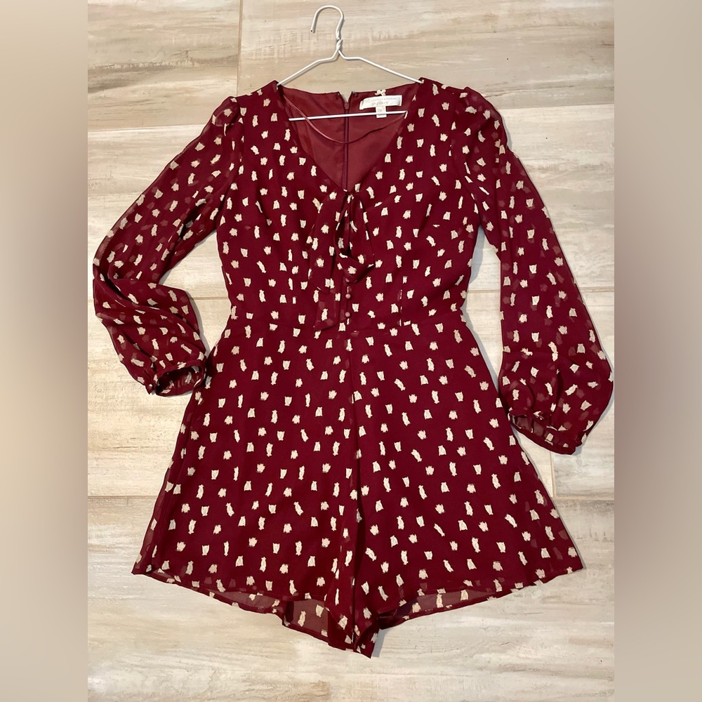 LC Lauren Conrad Burgundy Owl Romper